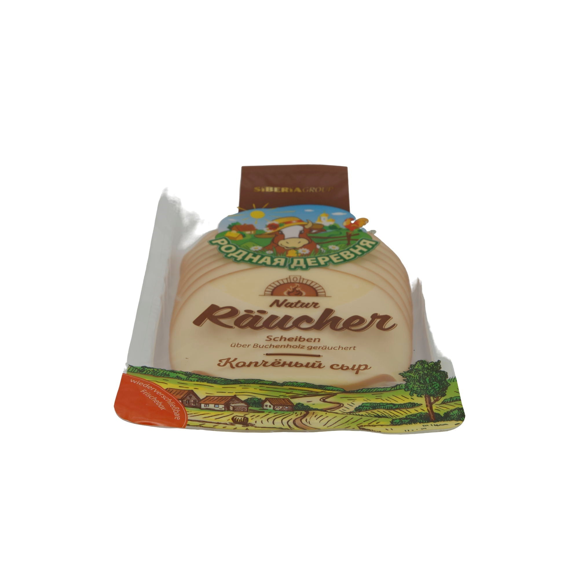 Käse Rodnaya Derevnya Natur Räucher Käse | Käse | Geräucherte Käsescheiben | 160 g RODNAJA